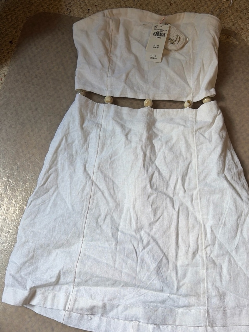 Abercrombie & Fitch Strapless White Mini Dress with Pearl Trim - Picture 4 of 4